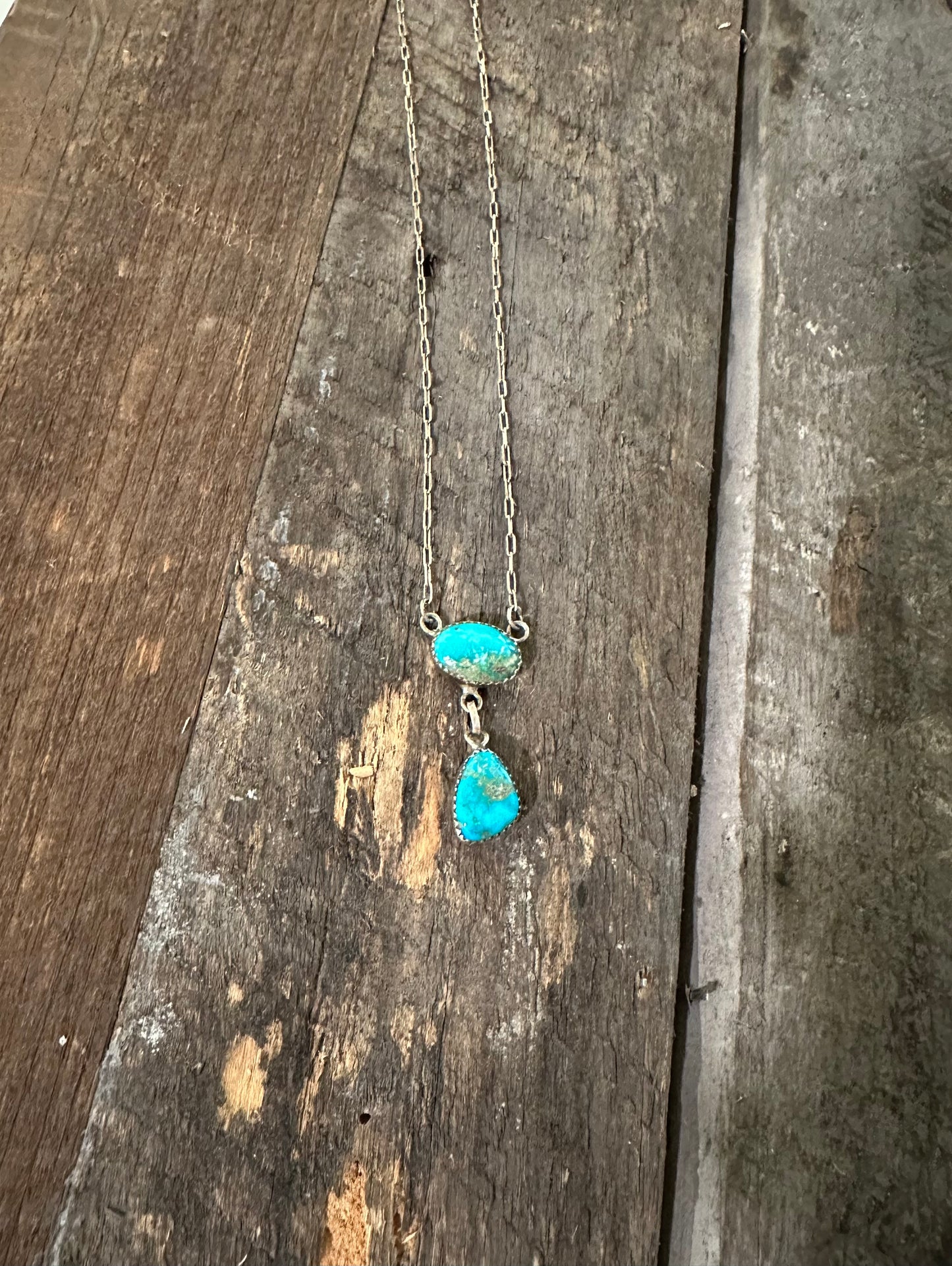 Two Stone Drop Pendent Necklace