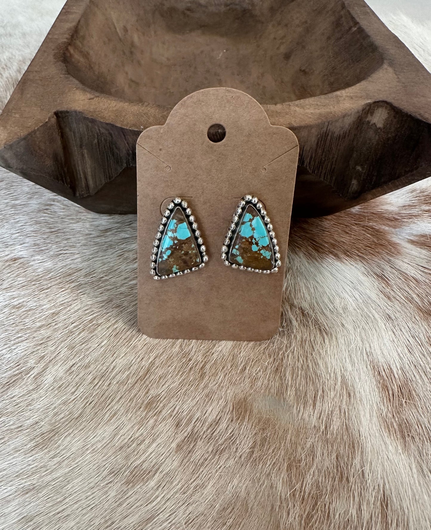 Number 8 Turquoise Triangle Studs