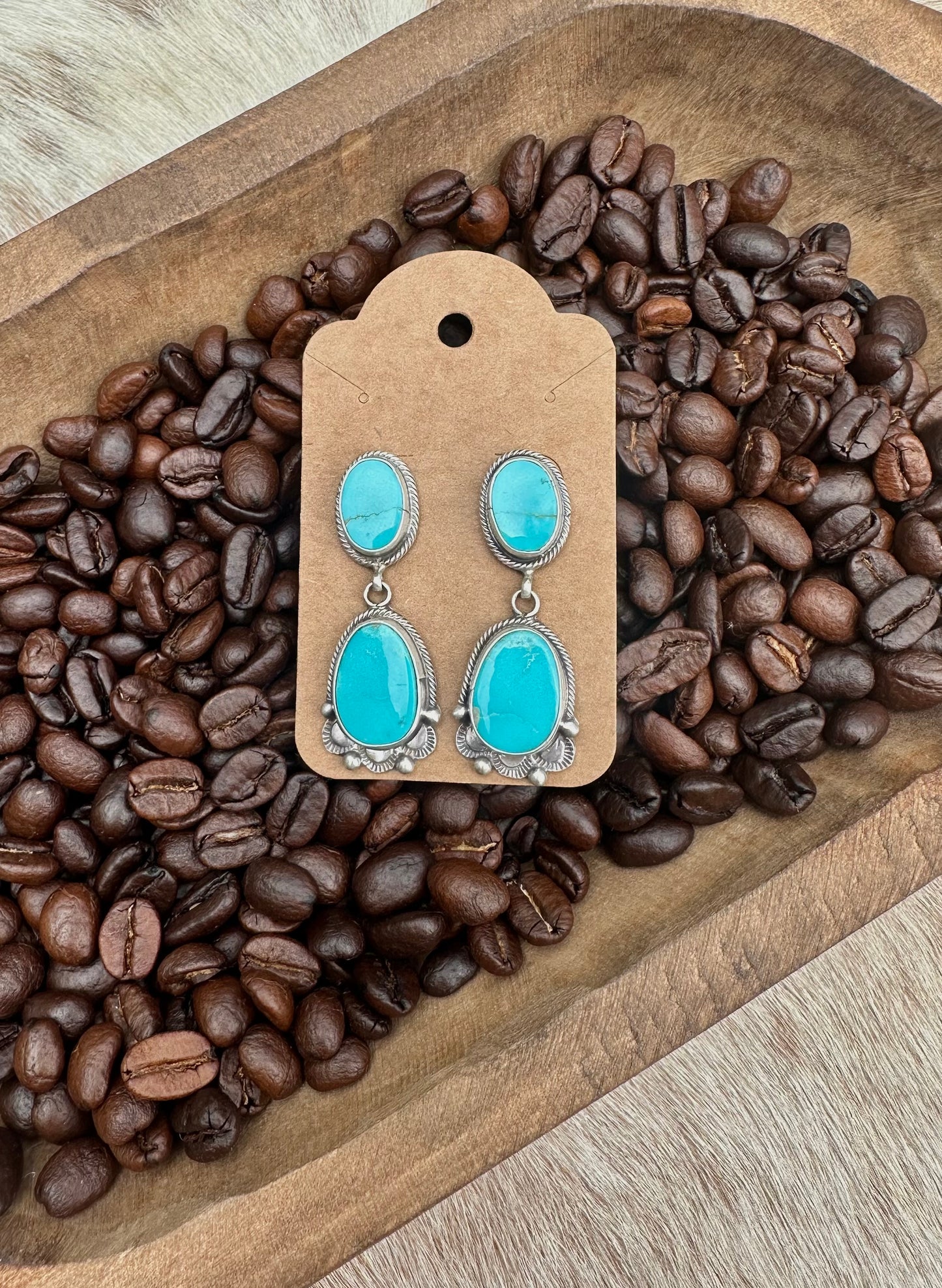 Turquoise Post Dangle Earrings