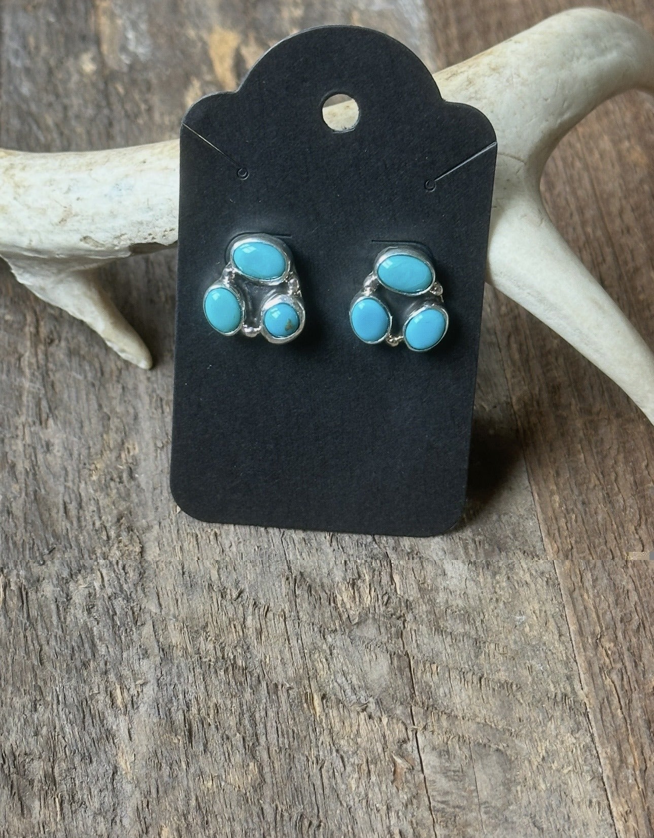 Turquoise and Sterling Cluster Earrings
