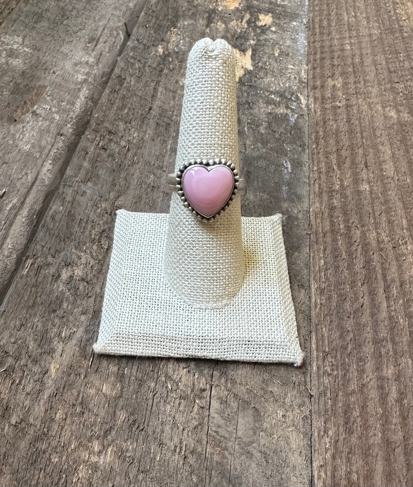 Pink Conch Adjustable Heart Ring