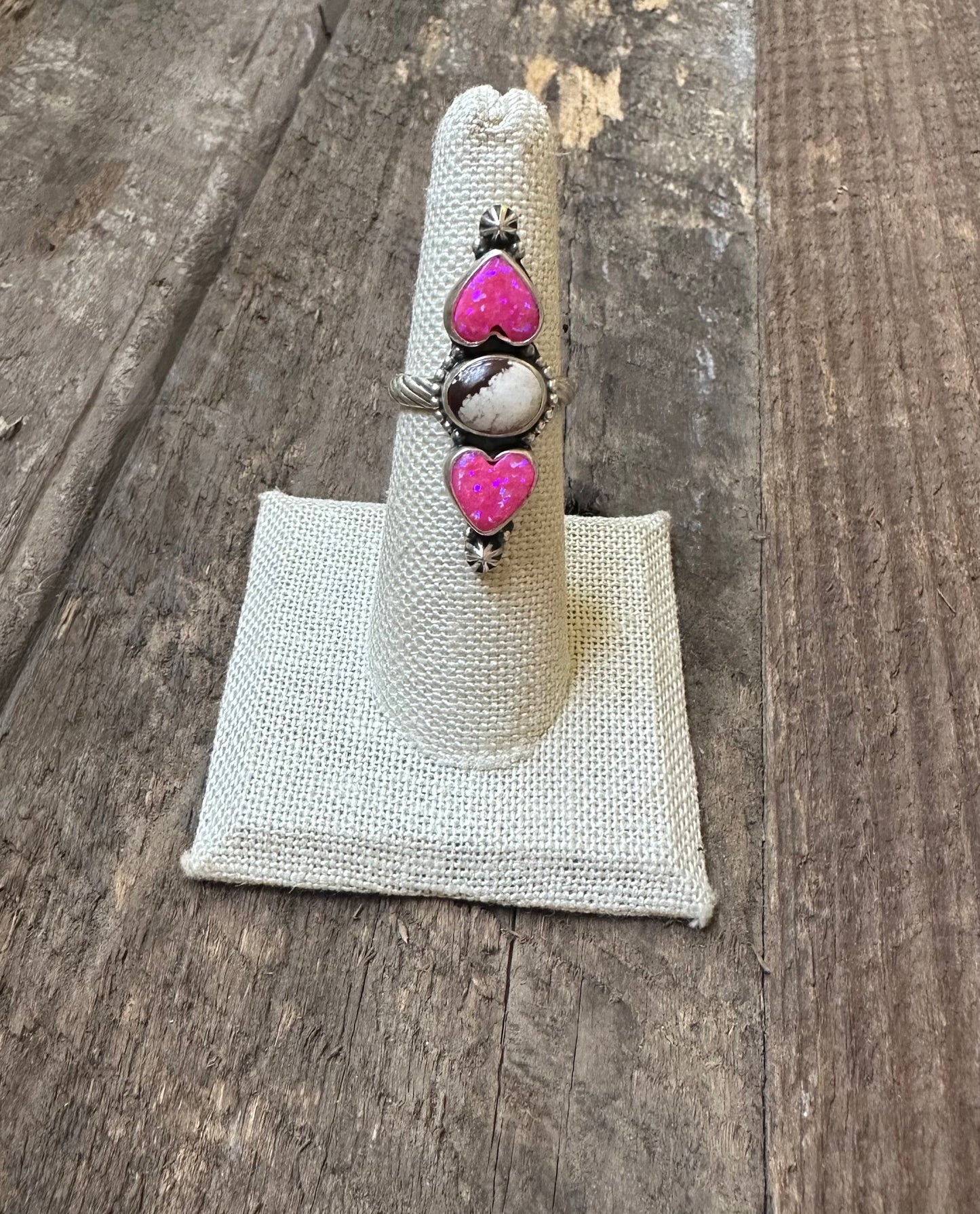 Pink Opal and Wild Horse Adjustable Ring