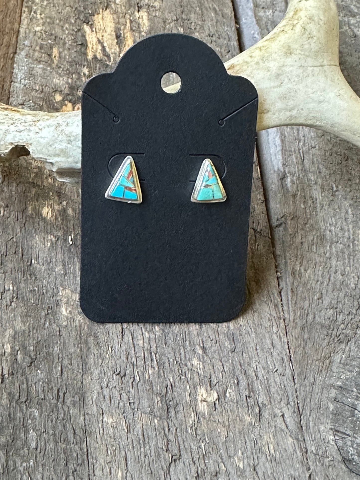 Turquoise and Sterling Inlay Studs