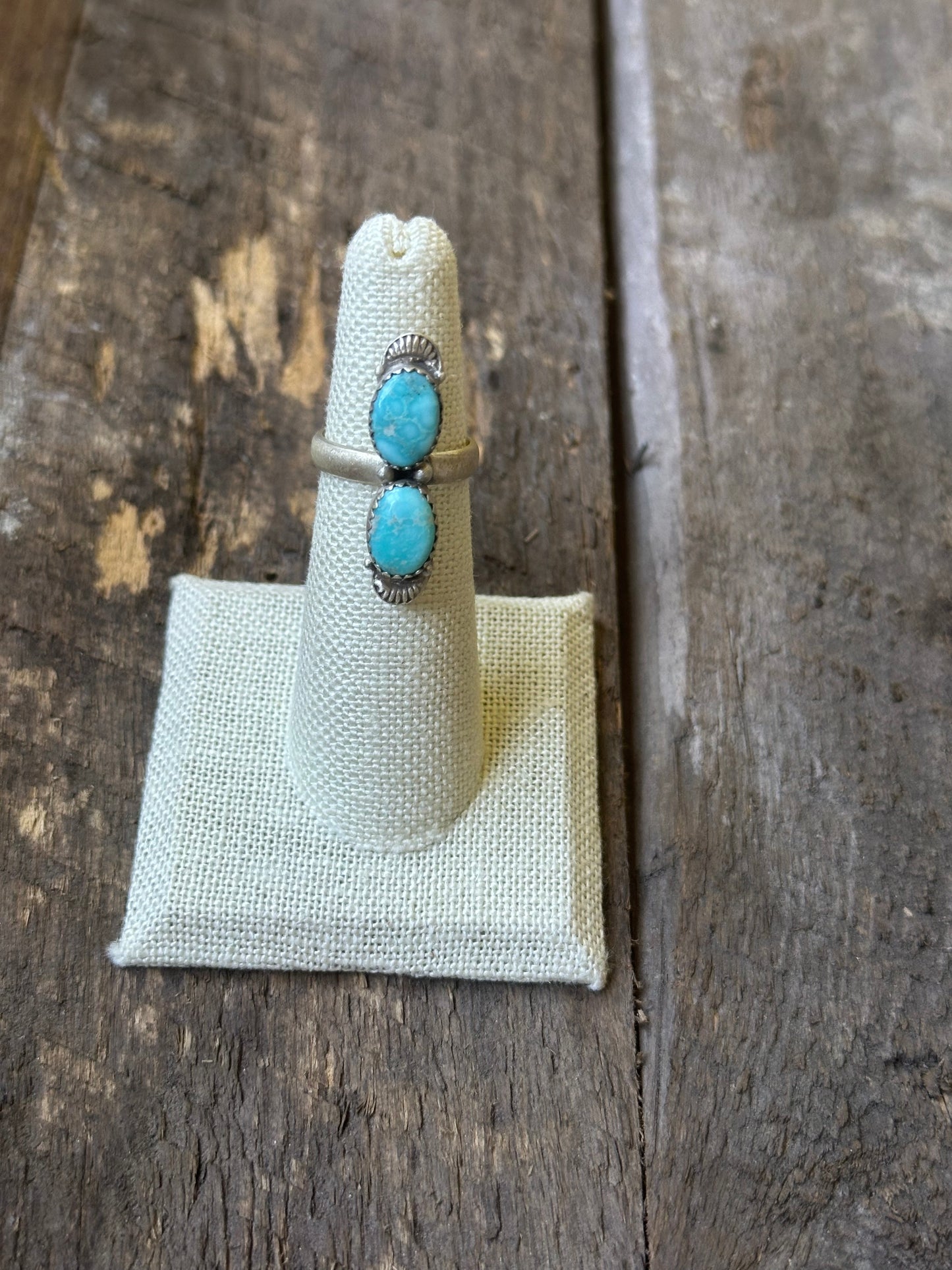 White Water Turquoise Two Stone Adjustable Ring
