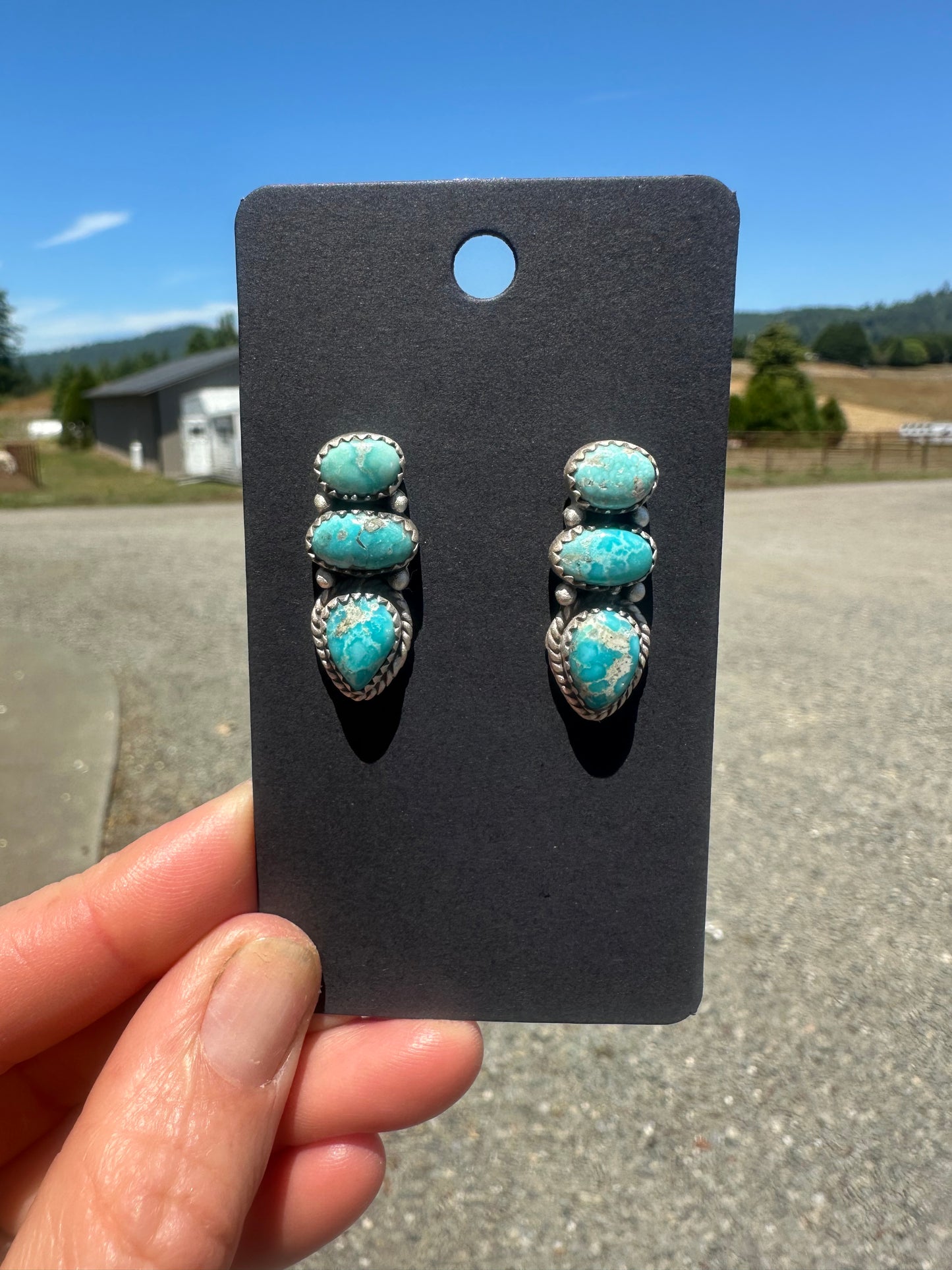 Whitewater Turquoise Post Drop Earrings