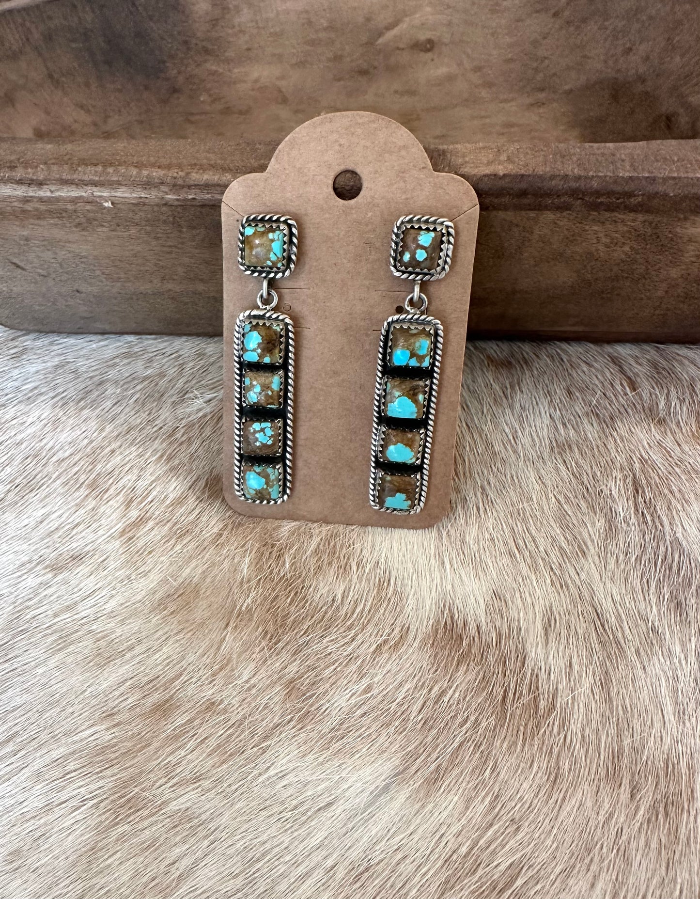 Number 8 Turquoise Dangle Earrings