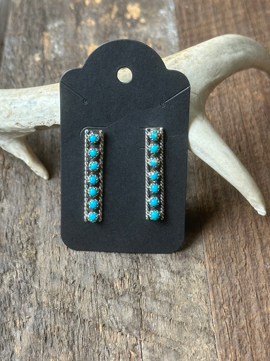 Turquoise Petit Point Bar Earrings