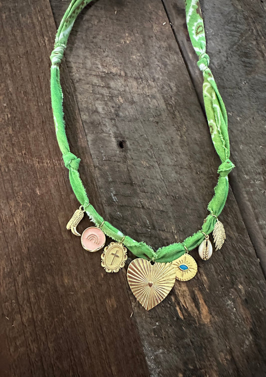 Gold Bandana Charm Necklace