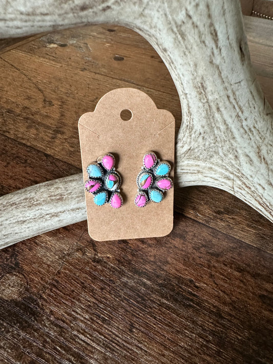 Cotton Candy Half Cluster Earrings