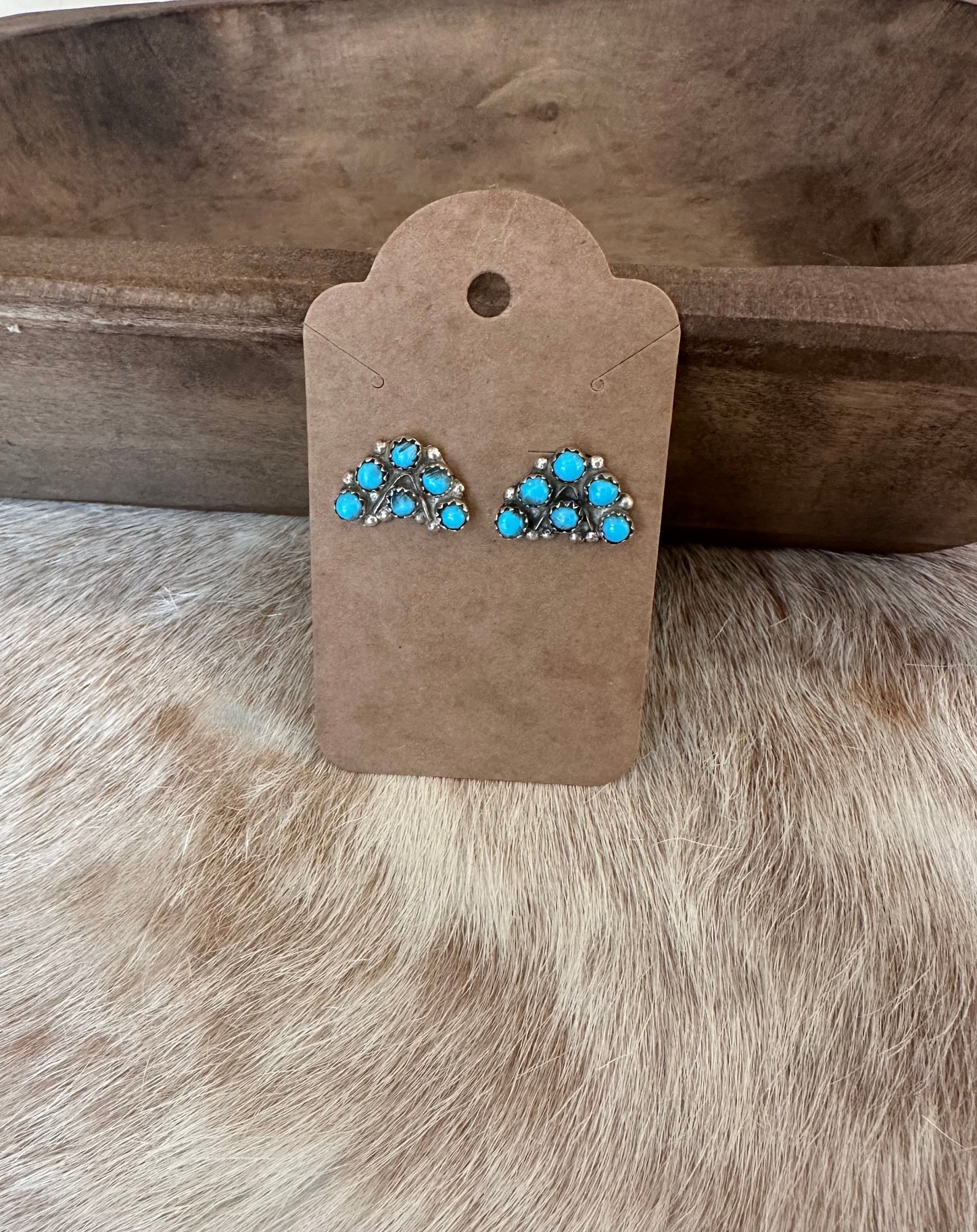 Dainty Half Cluster Turquoise Earrings