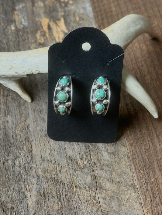 Sterling Silver and Turquoise Hoops
