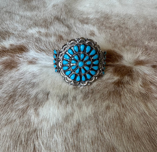 Handmade Sterling Silver and Turquoise Cluster Cuff