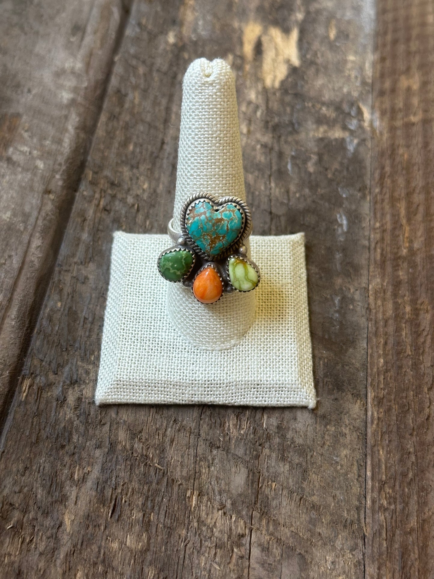 Multistone Heart Adjustable Ring