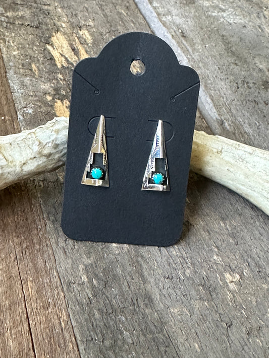 Sterling Silver and Turquoise Aztec Studs