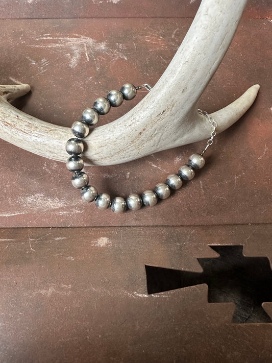 8mm Sterling Silver Pearl Bracelet