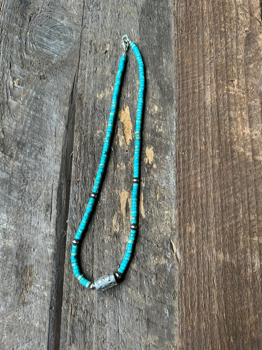 Turquoise Heishi Bead Necklace