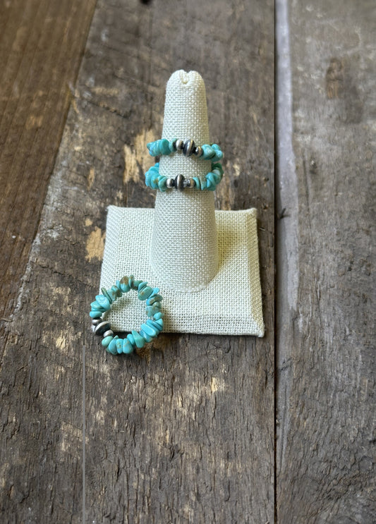 Turquoise Nugget and Sterling Pearl Ring