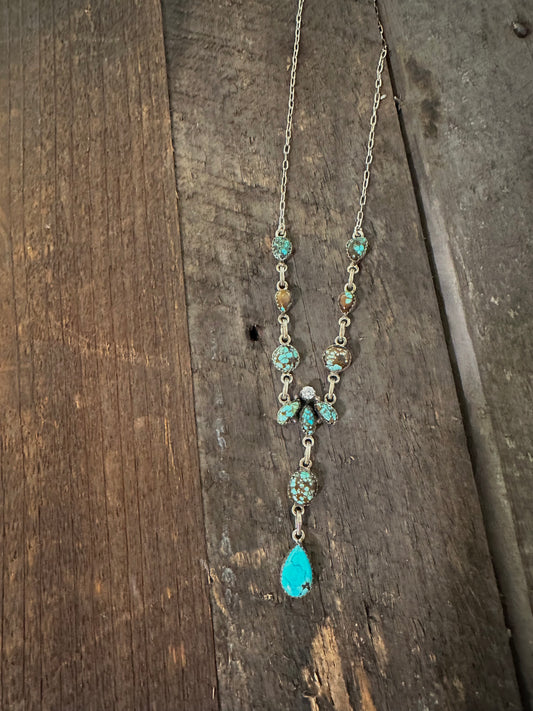 Number 8 Turquoise and CZ Necklace