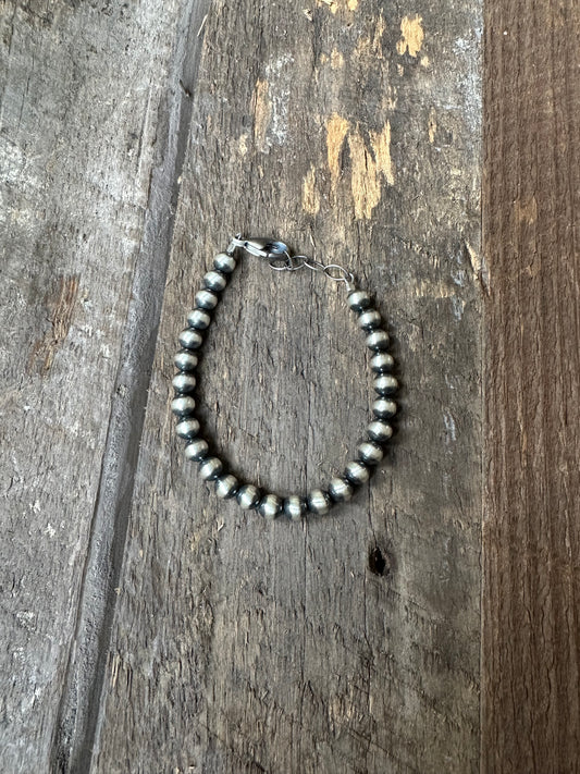 6MM Sterling Silver Pearl Bracelet