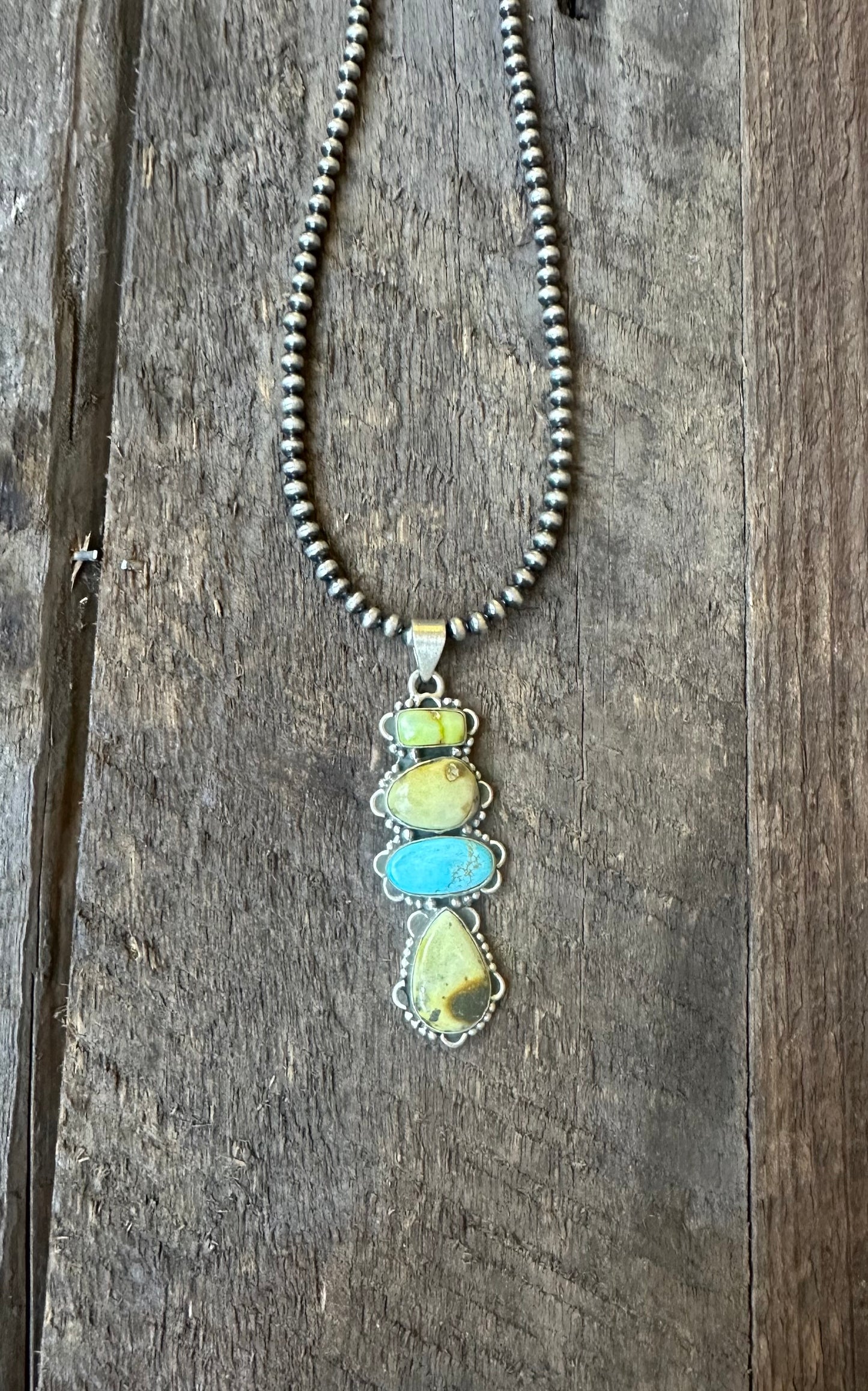 Palomino and White Water Turquoise Pendent