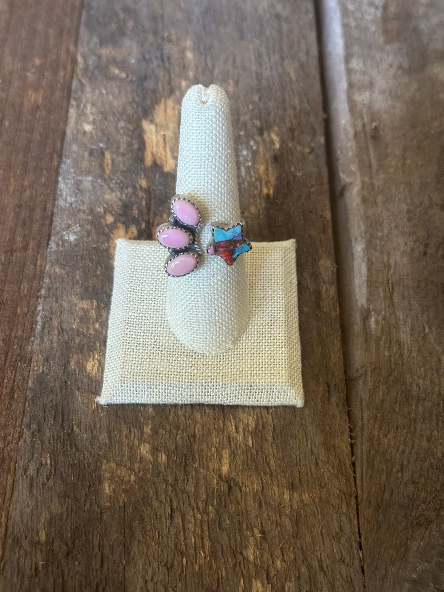 Pink Conch and Pink Dahlia Adjustable Ring