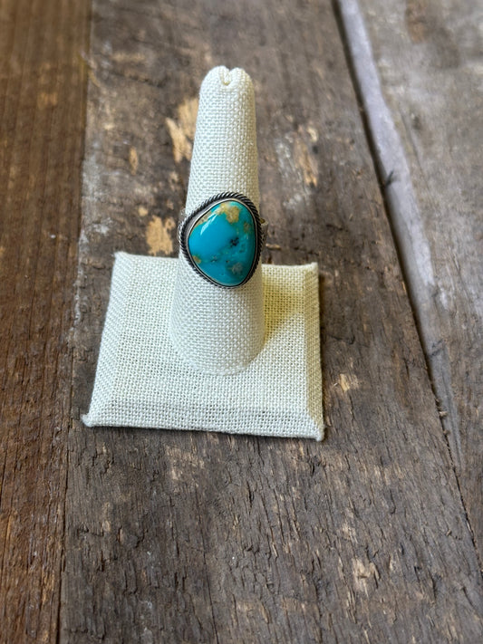 Handmade Kingman Ring with Silverwork