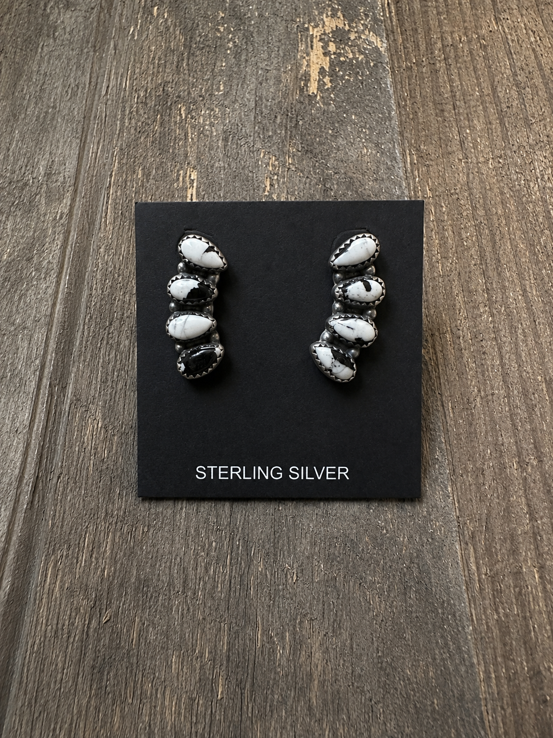 White Buffalo and Sterling Silver Studs
