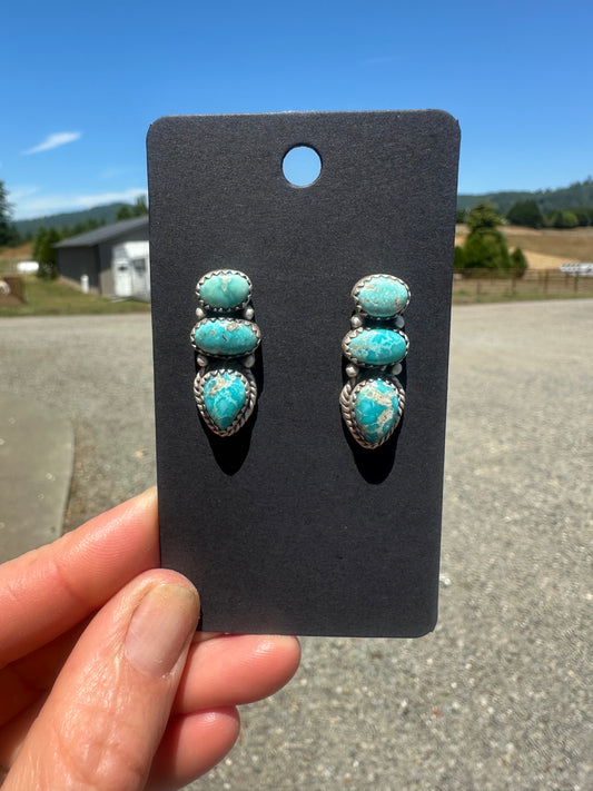 Whitewater Turquoise Post Drop Earrings